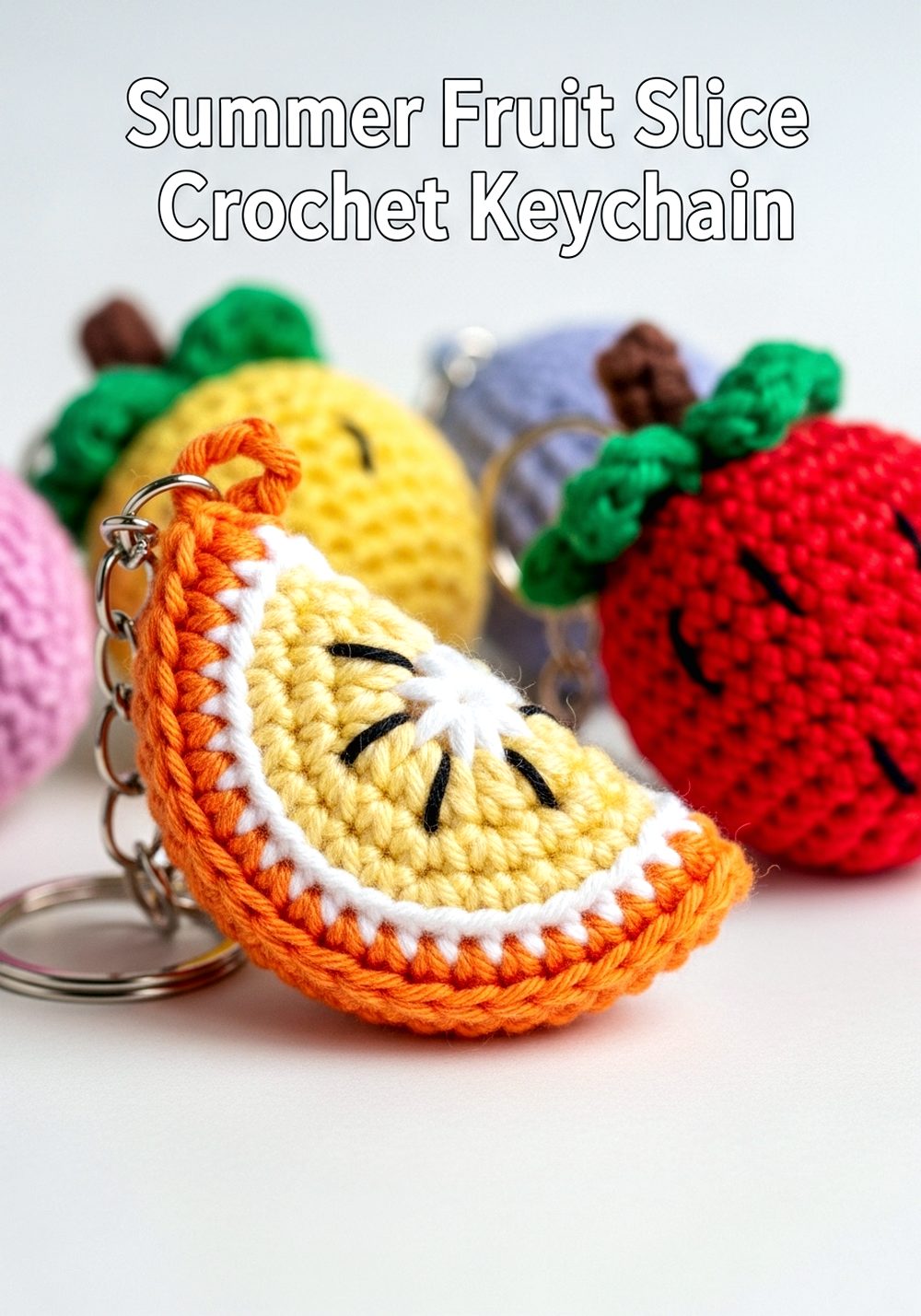 Summer Fruit Slice Crochet Keychain