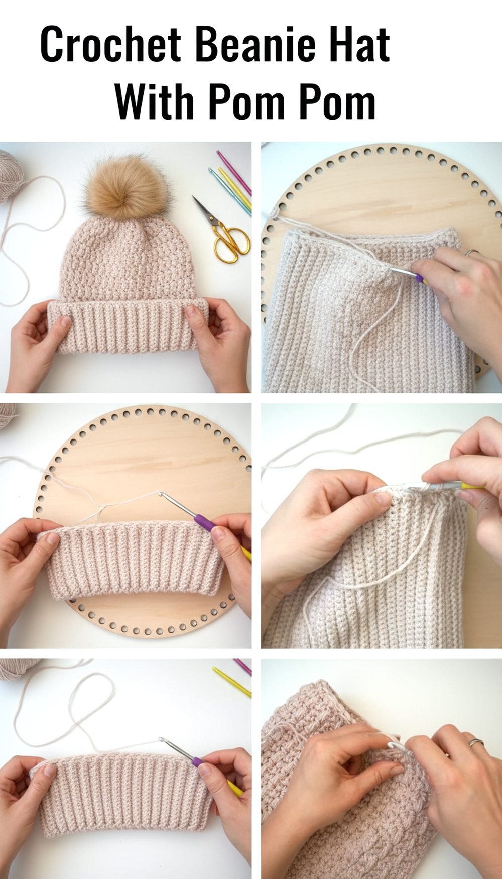 Crochet Beanie Hat With Pom Pom