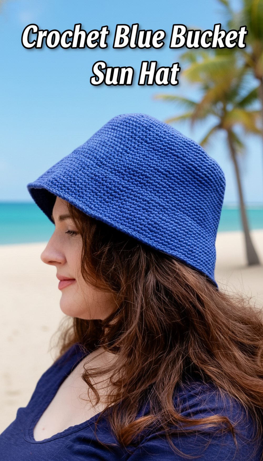 Crochet Blue Bucket Sun Hat