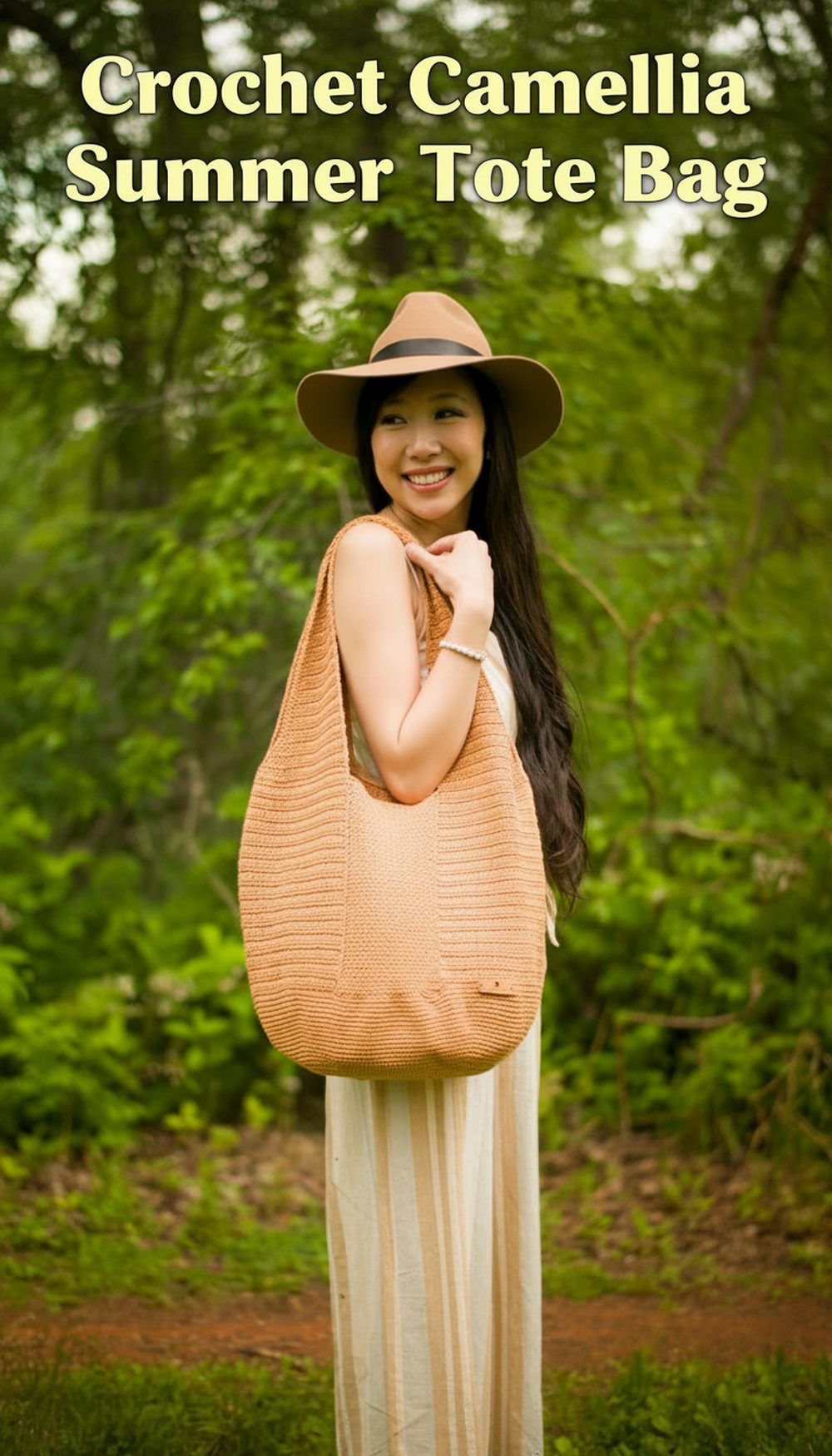 Crochet Camellia Summer Tote Bag