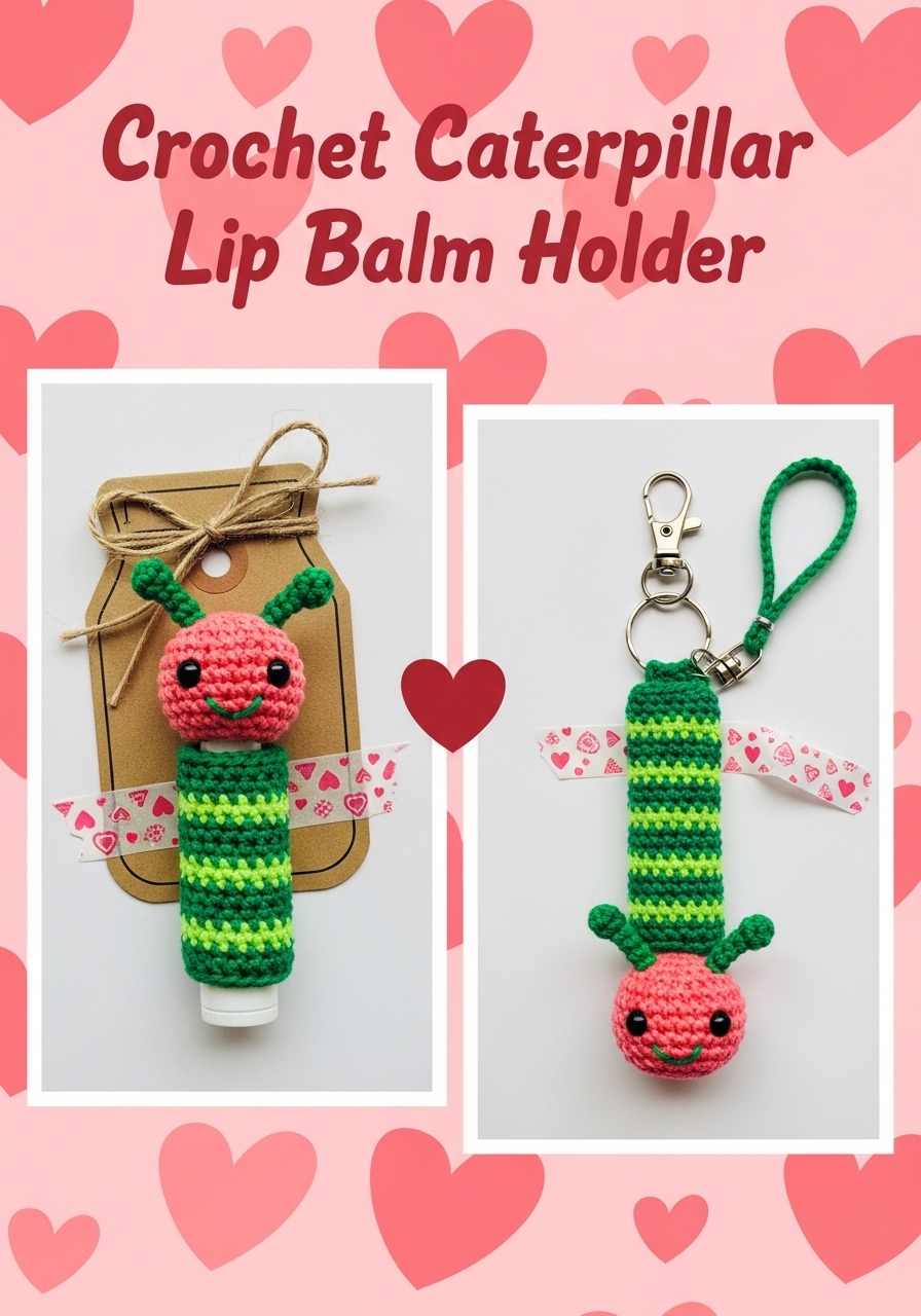Crochet Caterpillar Lip Balm Holder