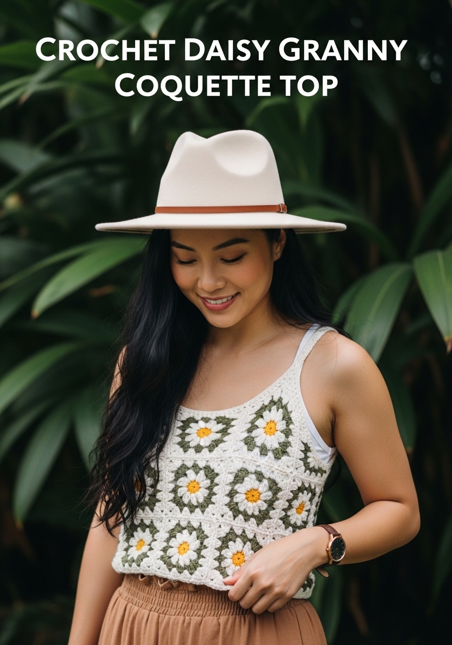 Crochet Daisy Granny Coquette Top