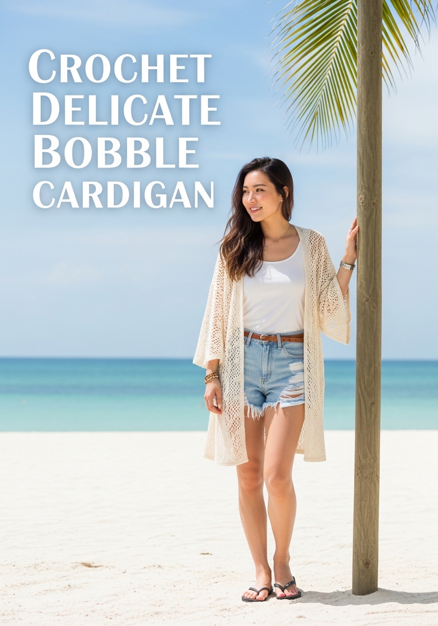 Crochet Delicate Bobble Cardigan