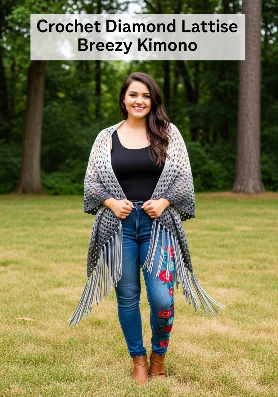 Crochet Diamond Lattice Breezy Kimono