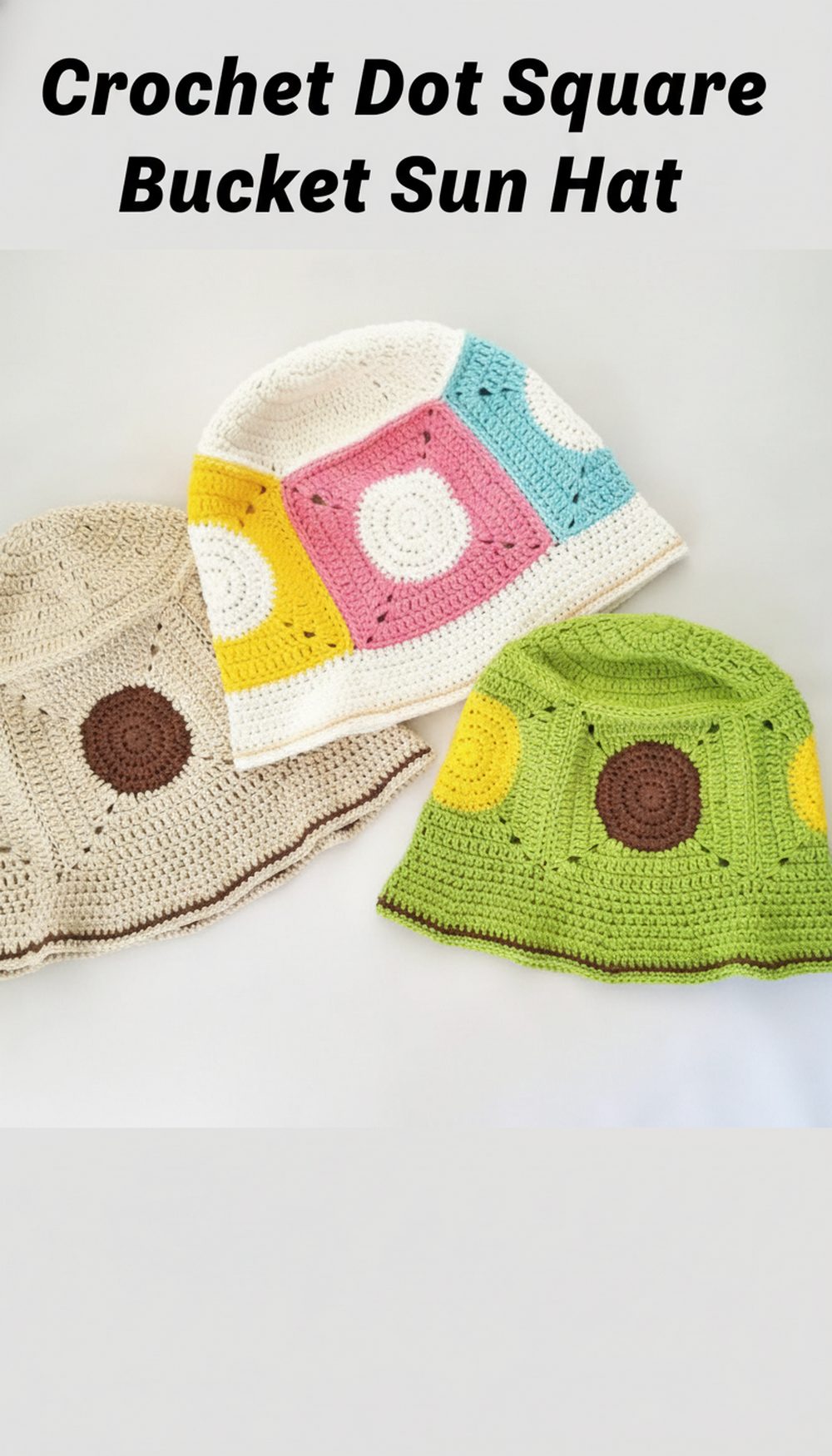 Crochet Dot Square Bucket Sun Hat