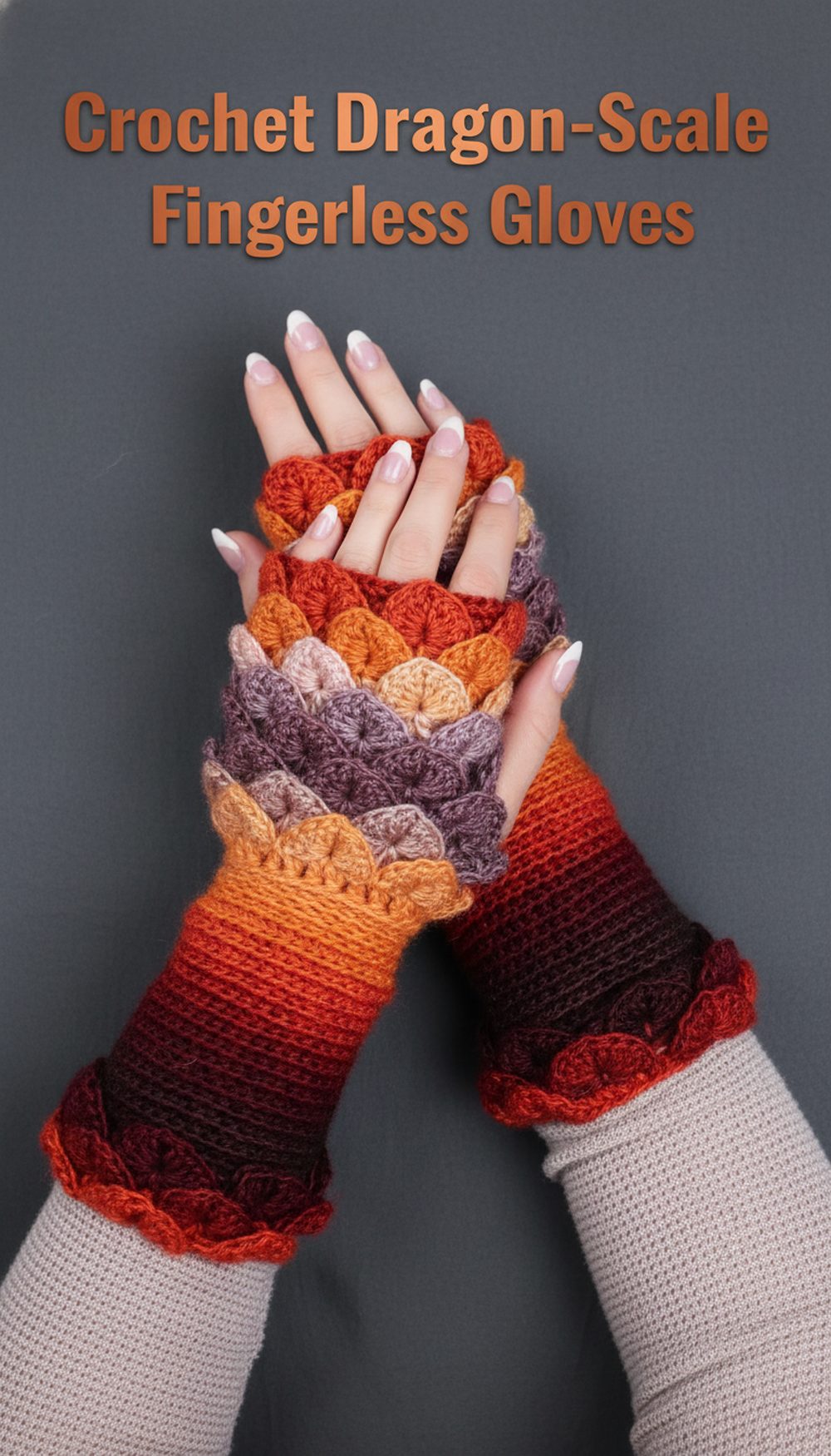 Crochet Dragon-Scale Fingerless Gloves