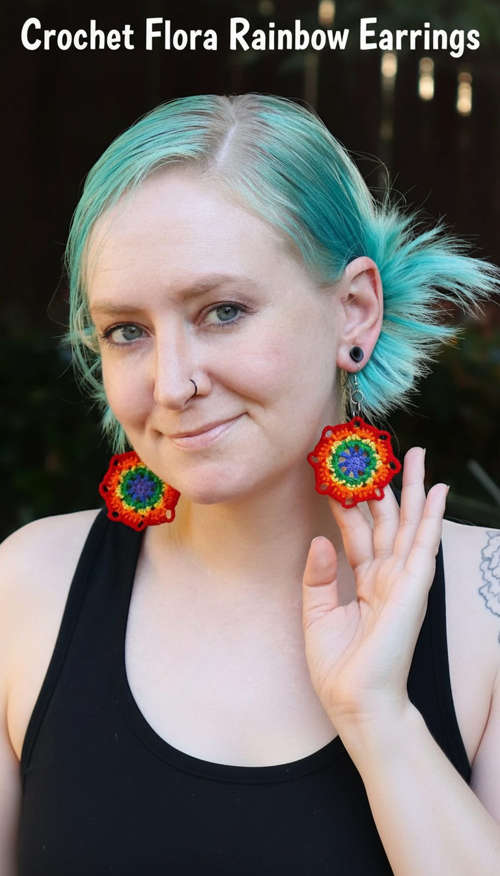 Crochet Flora Rainbow Earrings