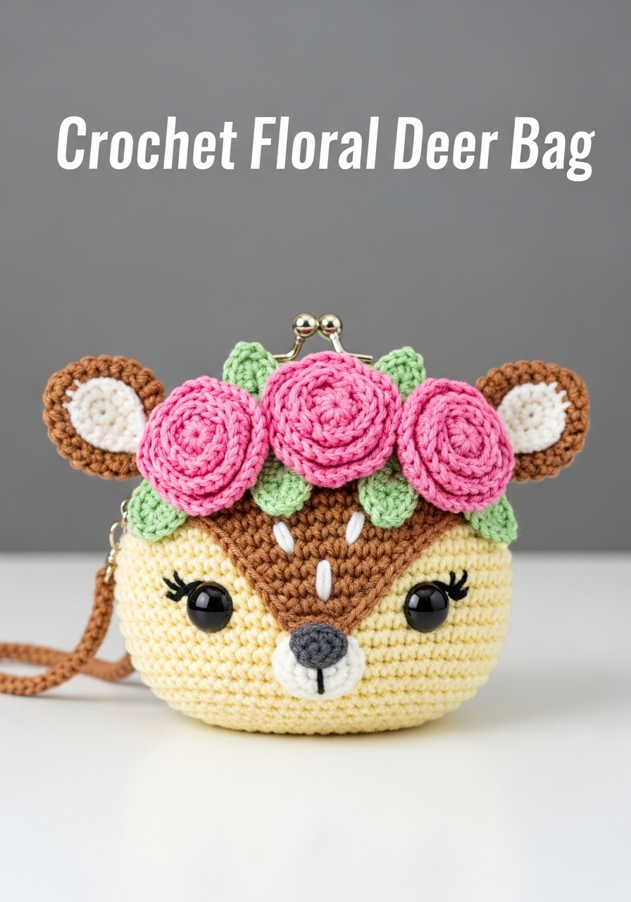 Crochet Floral Deer Bag
