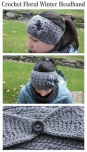 Crochet Floral Winter Headband