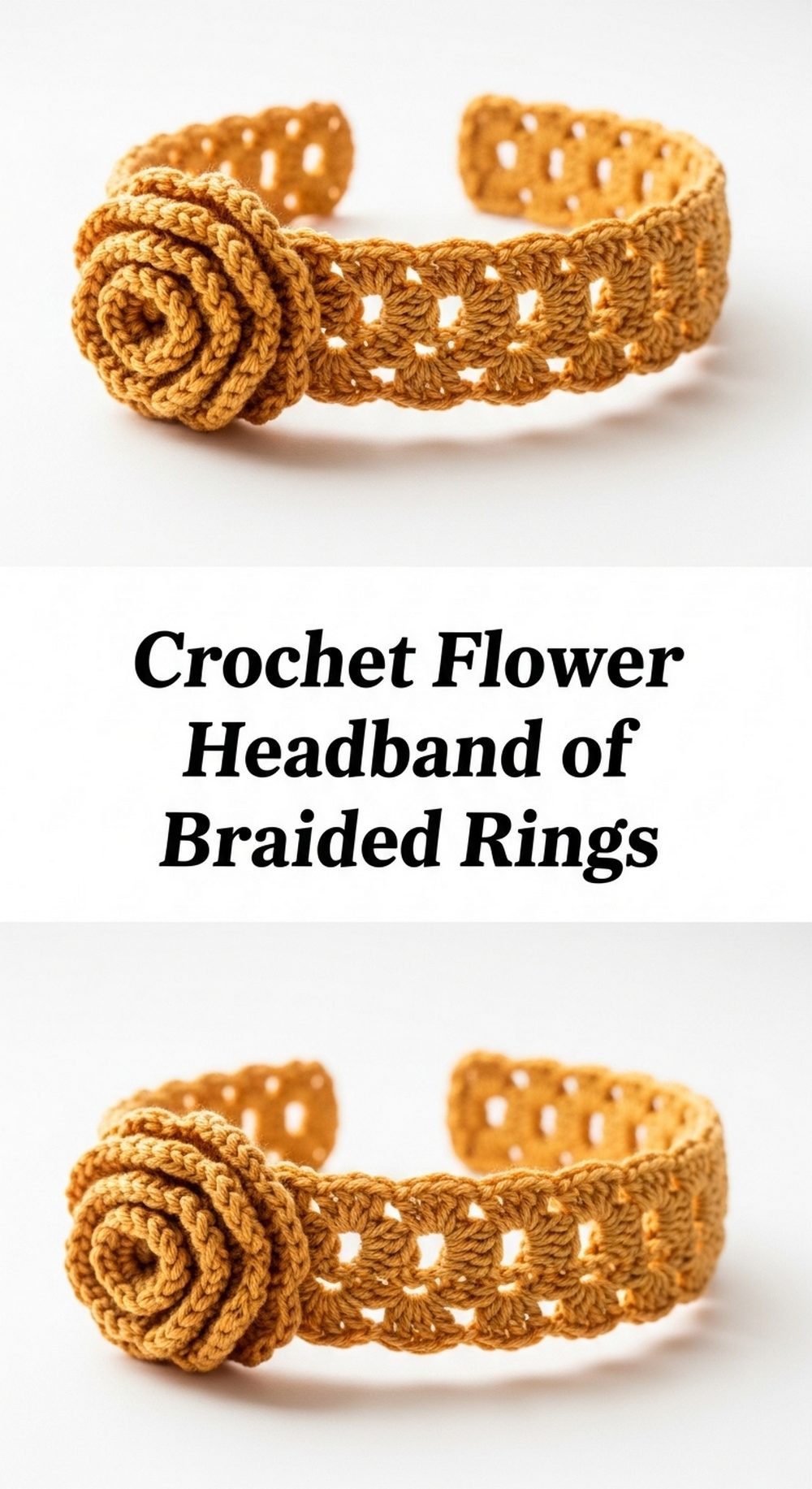 Crochet Flower Headband of Braided Rings