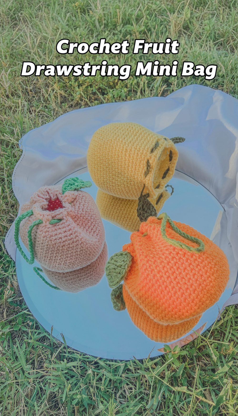 Crochet Fruit Drawstring Mini Bag
