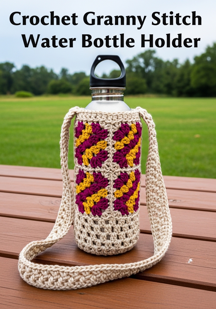 Crochet Granny Stitch Water Bottle Holder