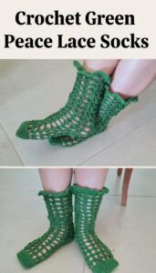 Crochet Green Peace Lace Socks