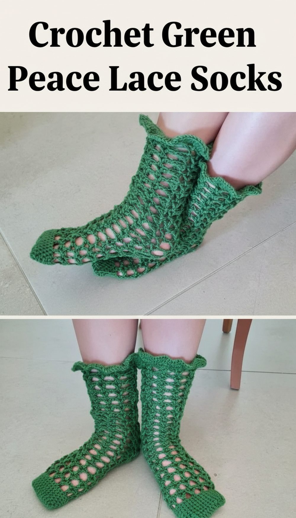 Crochet Green Peace Lace Socks