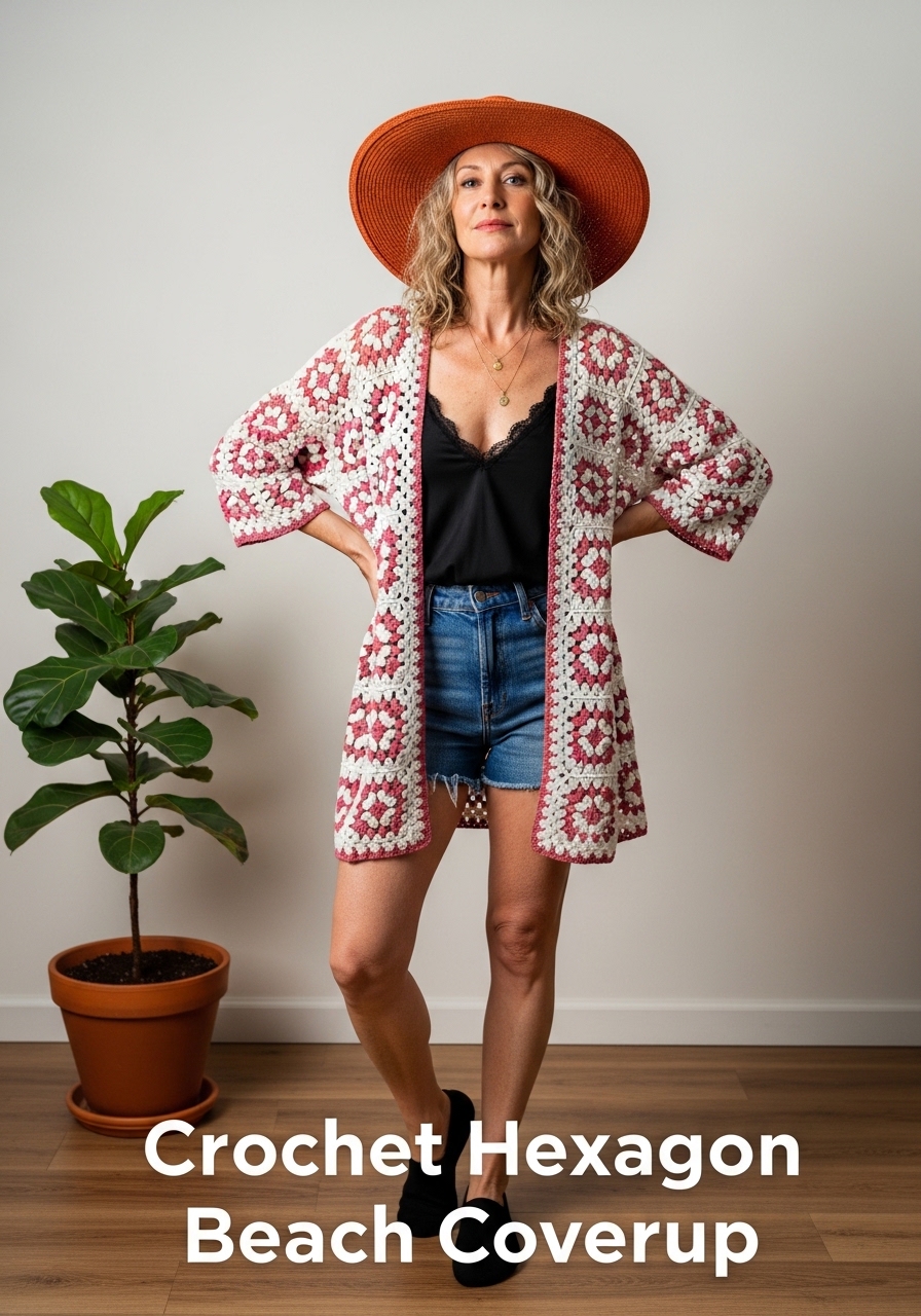 Crochet Hexagon Beach Coverup