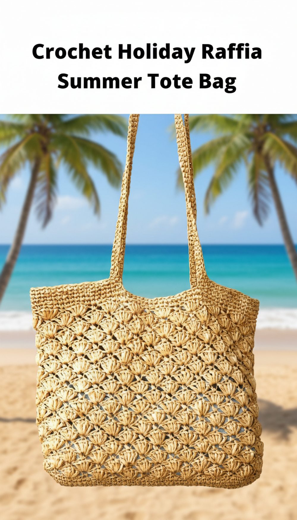 Crochet Holiday Raffia Summer Tote Bag