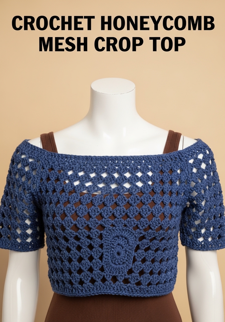 Crochet Honeycomb Mesh Crop Top