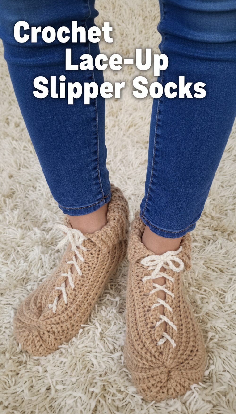 Crochet Lace-Up Slipper Socks