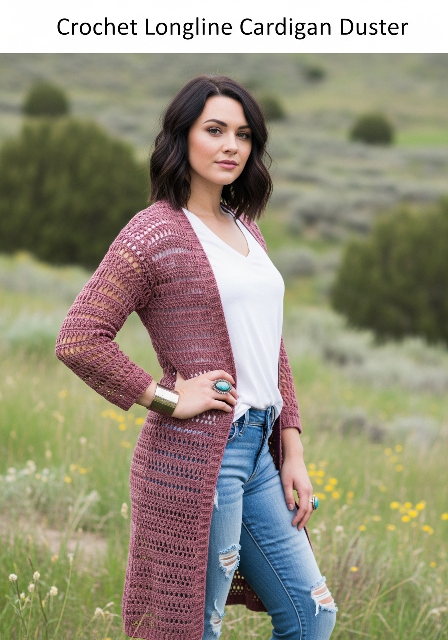 Crochet Longline Cardigan Duster