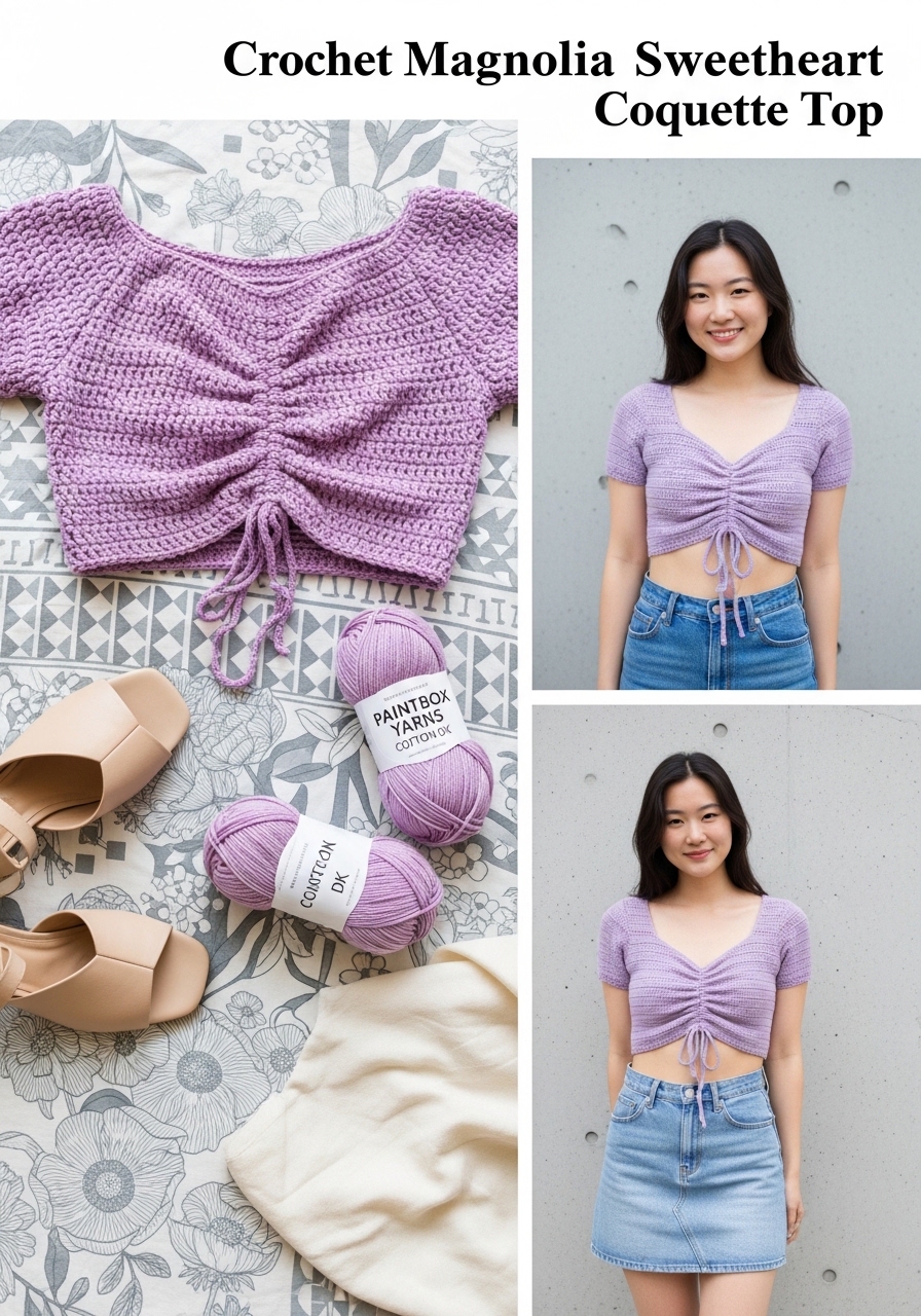 Crochet Magnolia Sweetheart Coquette Top