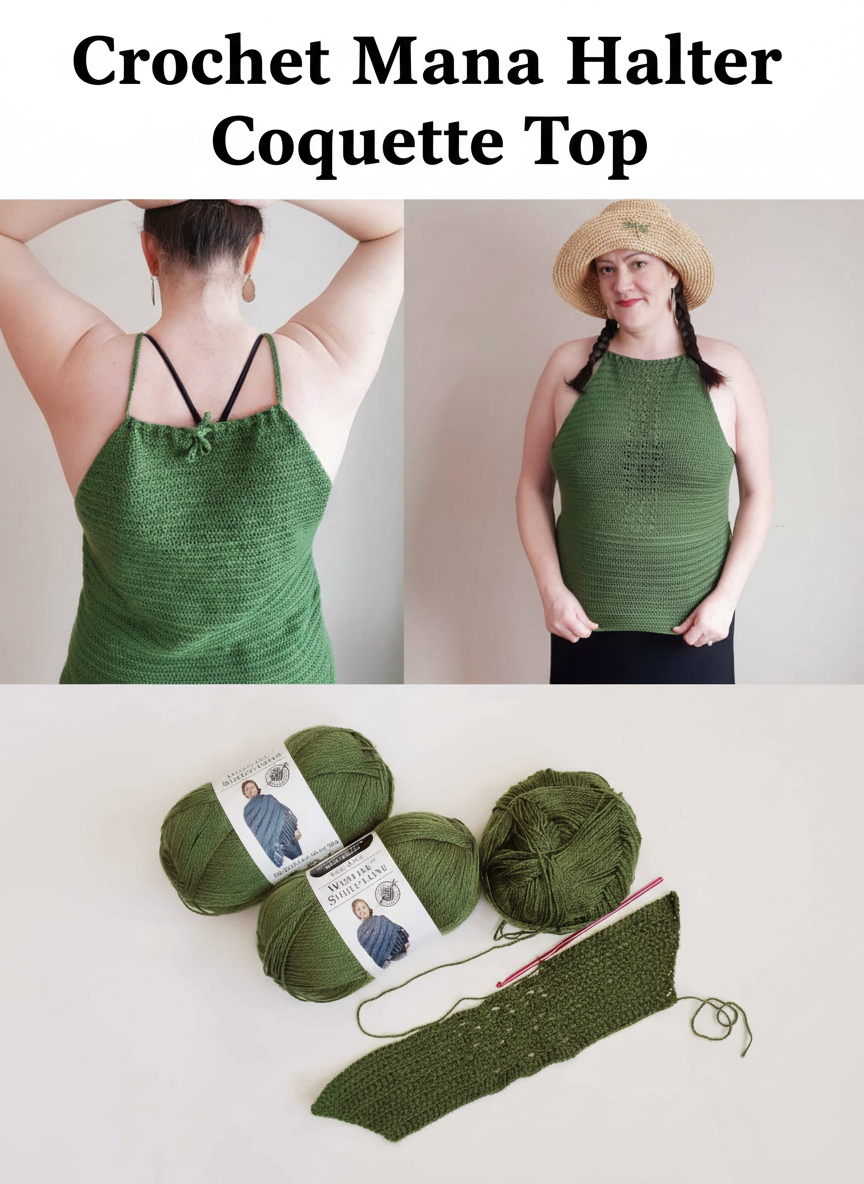 Crochet Mana Halter Coquette Top