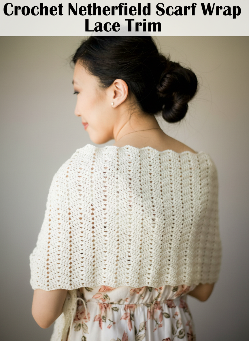 Crochet Netherfield Scarf Wrap Lace Trim