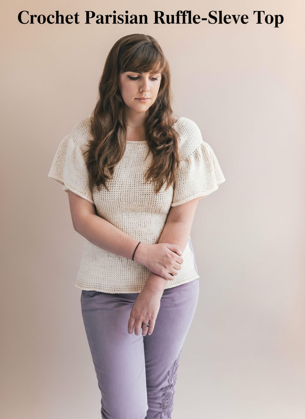 Crochet Parisian Ruffle-Sleeve Top