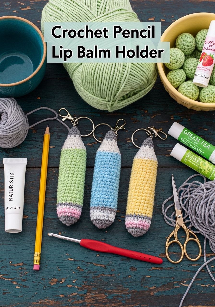 Crochet Pencil Lip Balm Holder