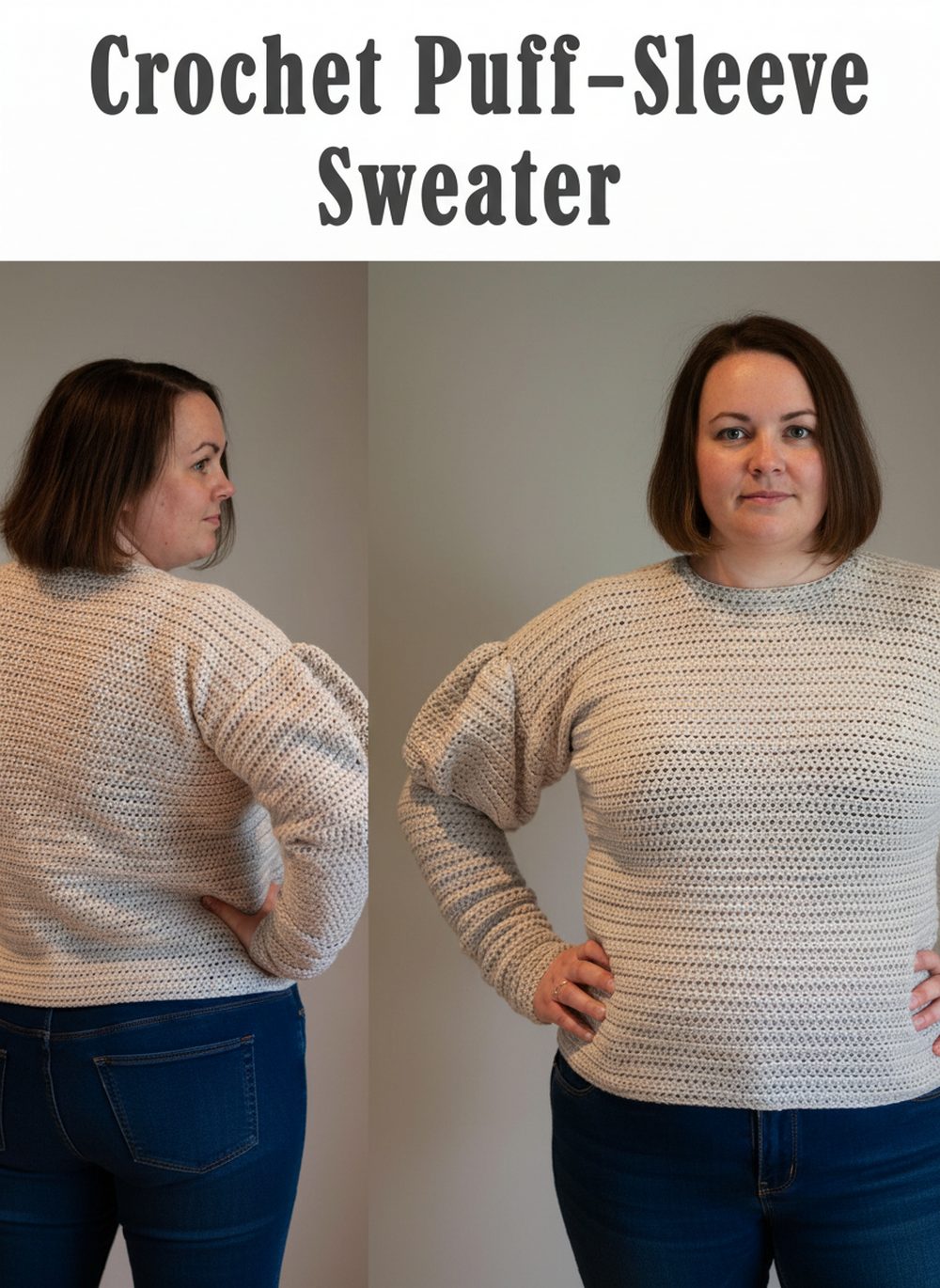 Crochet Puff-Sleeve Sweater