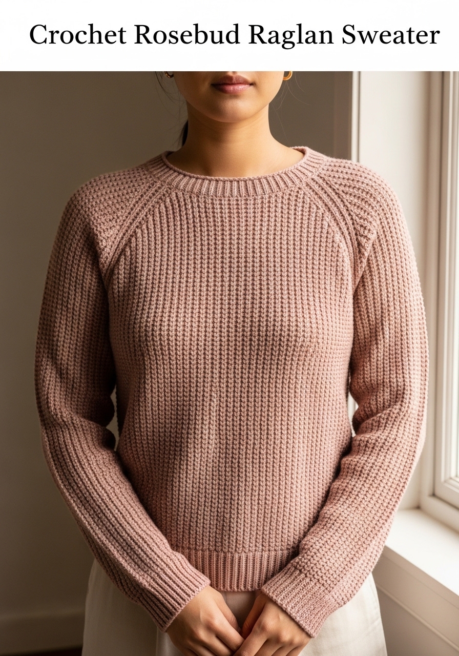 Crochet Rosebud Raglan Sweater