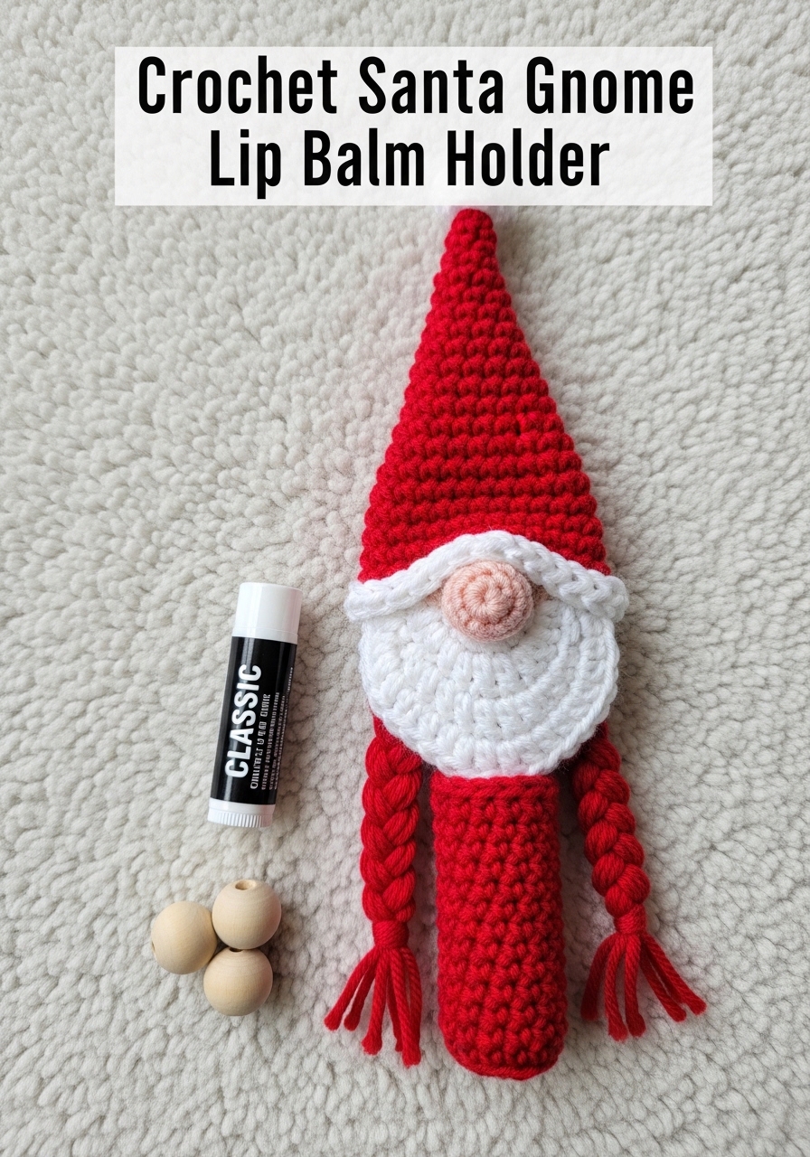 Crochet Santa Gnome Lip Balm Holder