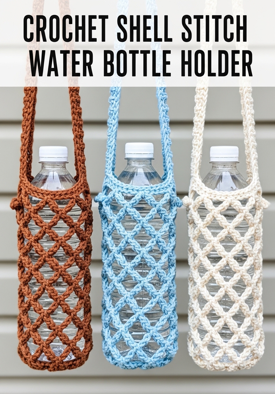 Crochet Shell Stitch Water Bottle Holder