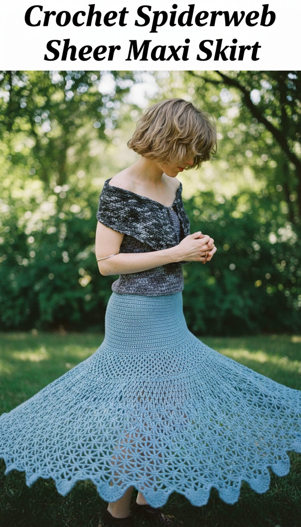 Crochet Spiderweb Sheer Maxi Skirt