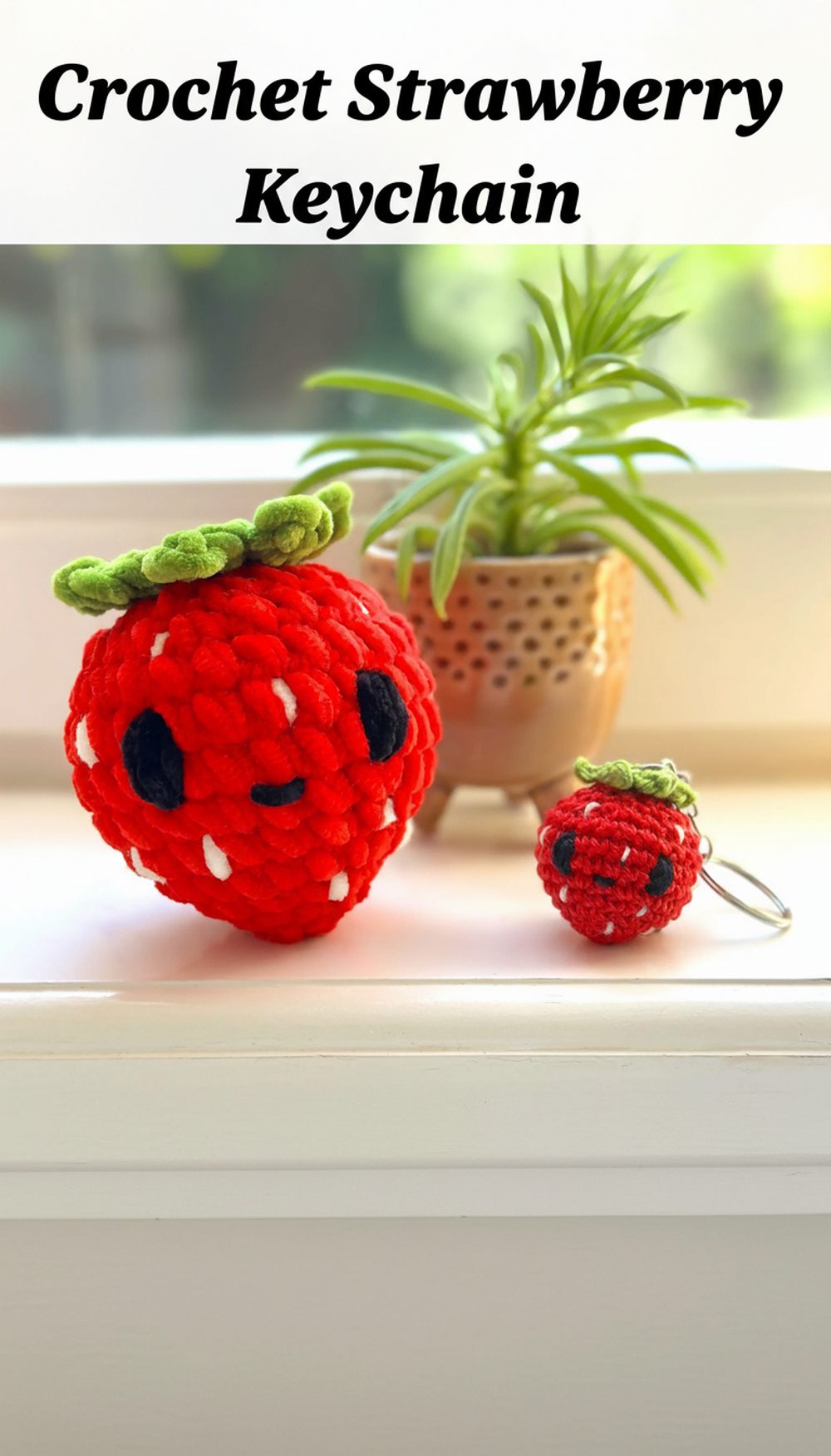 Crochet Strawberry Keychain
