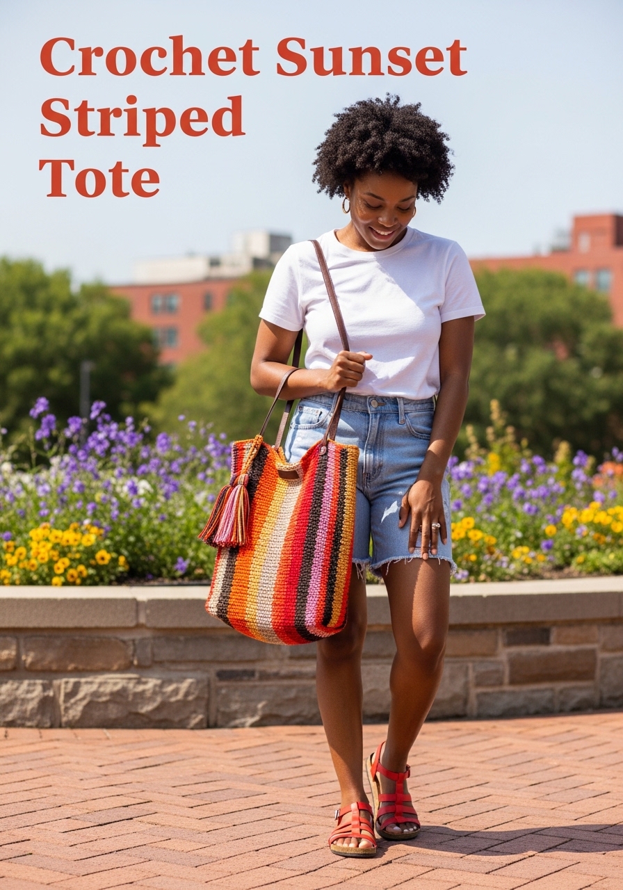 Crochet Sunset Striped Tote