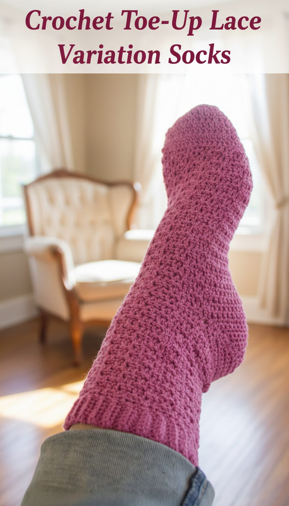 Crochet Toe-Up Lace Variation Socks