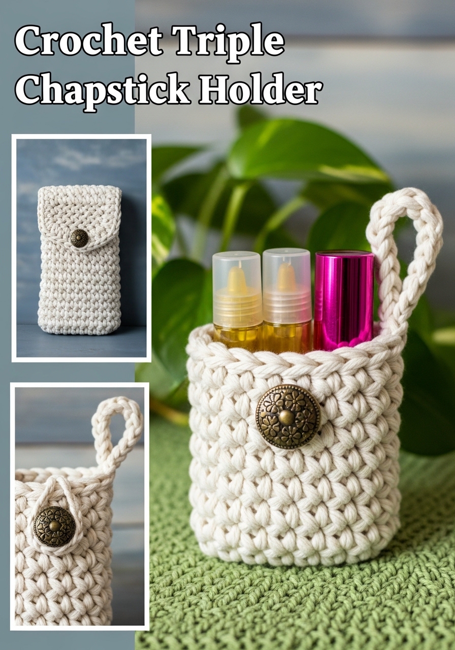 Crochet Triple Chapstick Holder