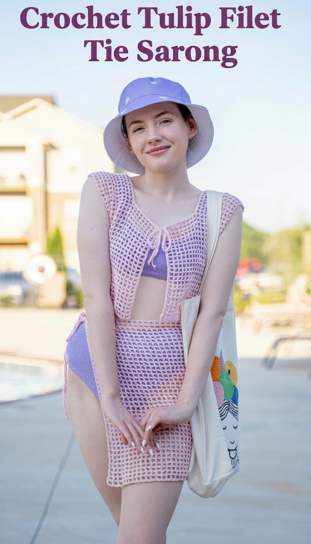 Crochet Tulip Filet Tie Sarong
