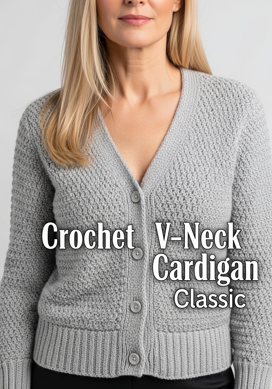 Crochet V-Neck Cardigan Classic