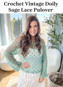 Crochet Vintage Doily Sage Lace Pullover