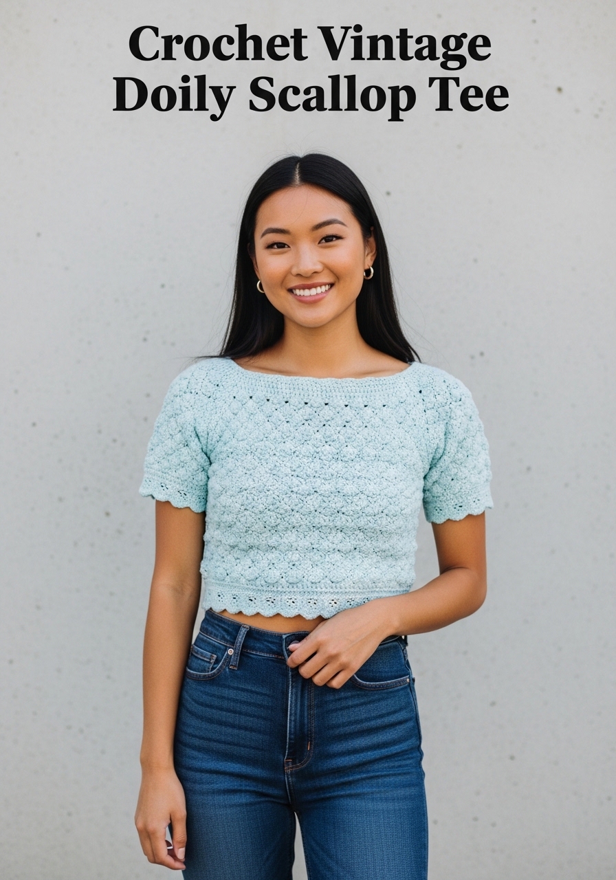 Crochet Vintage Doily Scallop Tee