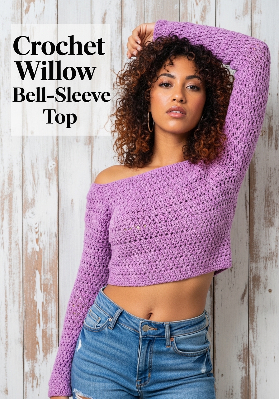 Crochet Willow Bell-Sleeve Top