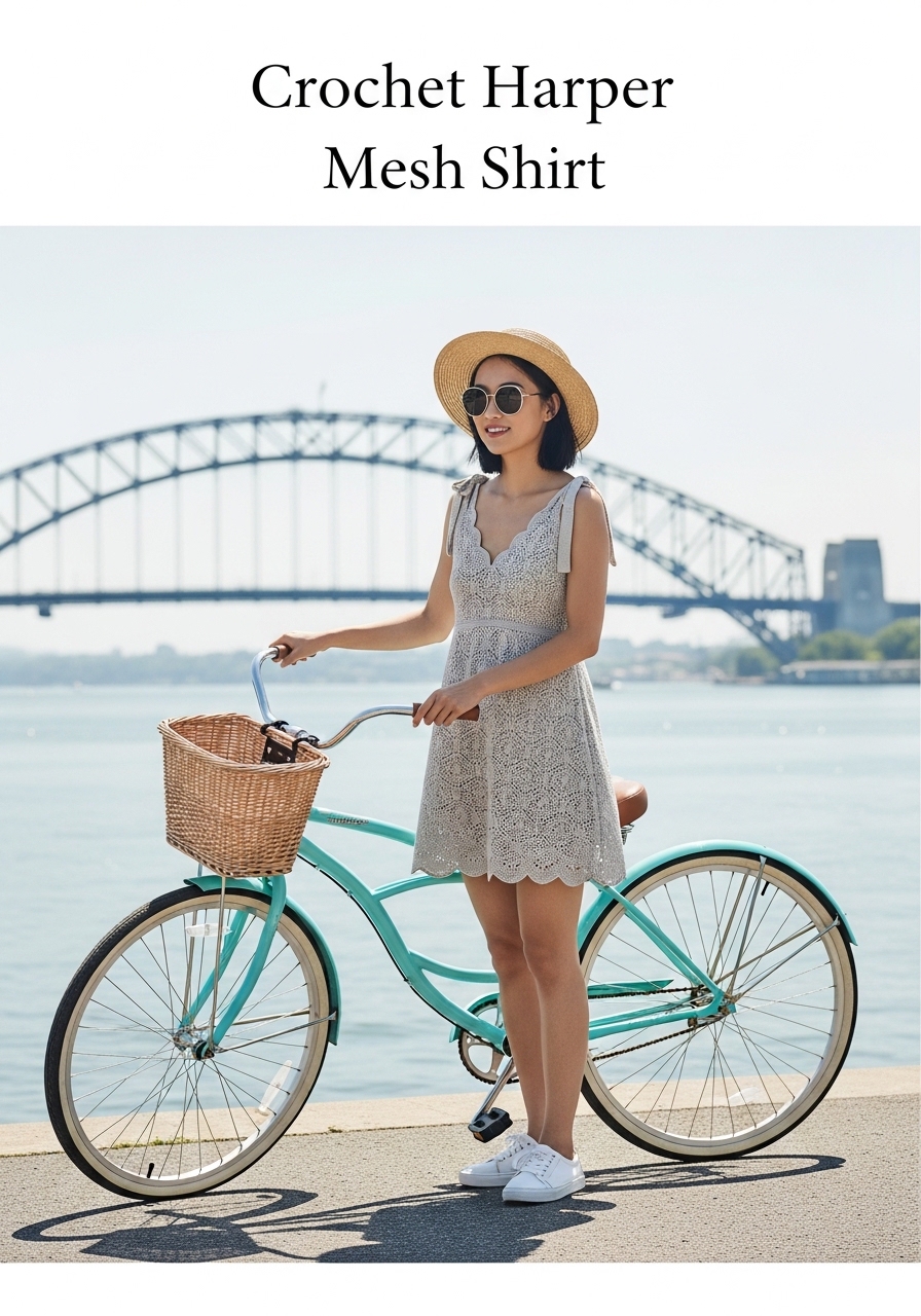 use this text on top for text ‘Crochet Harper Mesh Shirt’