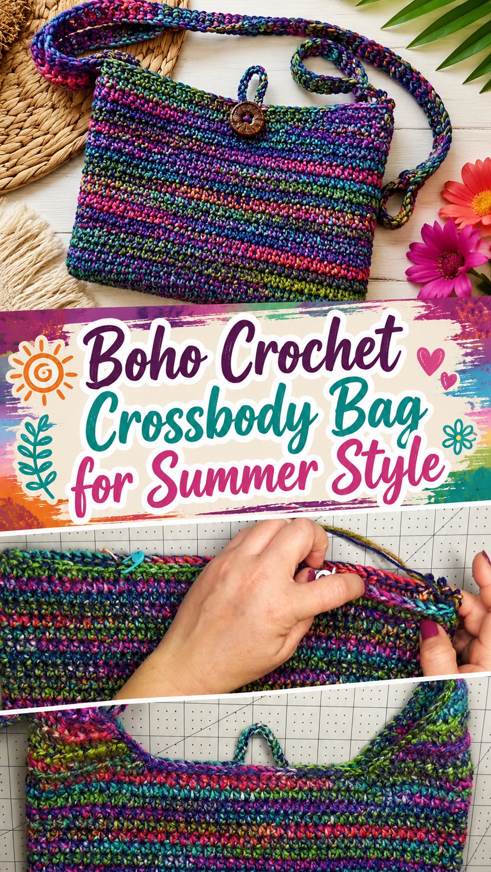 Boho Crochet Crossbody Bag for Summer Style