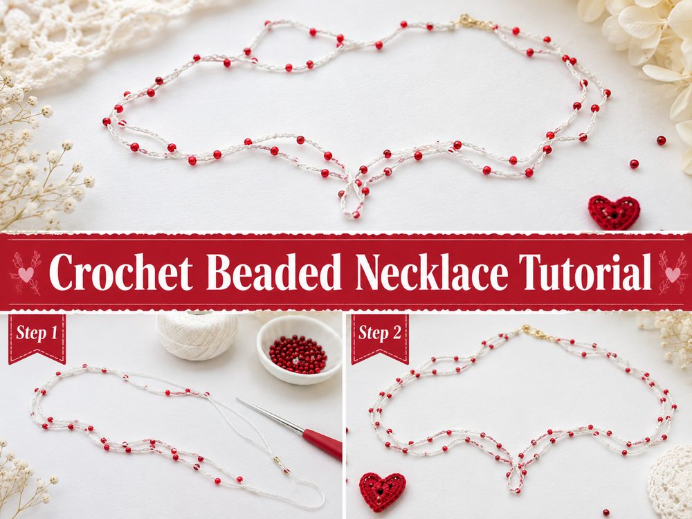 Crochet Beaded Necklace Tutorial sz