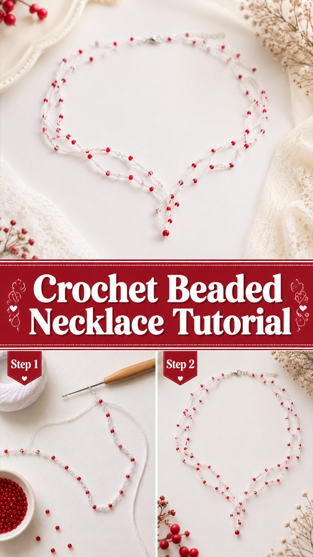 Crochet Beaded Necklace Tutorial