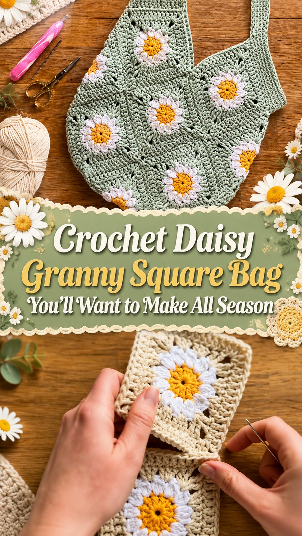 Crochet Daisy Granny Square Bag You’ll Want to Make All Season