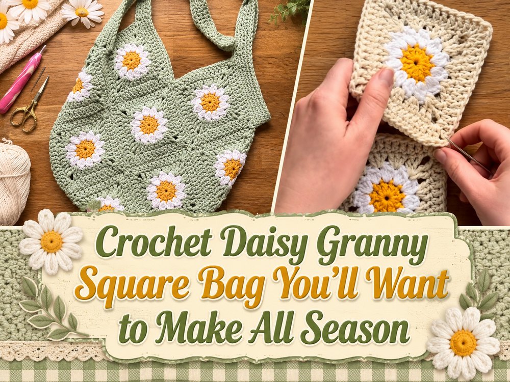 Crochet Daisy Granny Square Bag You’ll Want to Make All Season1