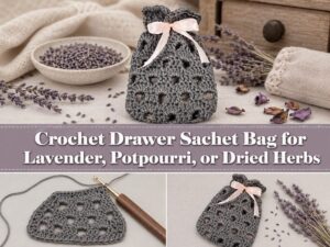 Crochet Drawer Sachet Bag for Lavender, Potpourri, or Dried Herbs s