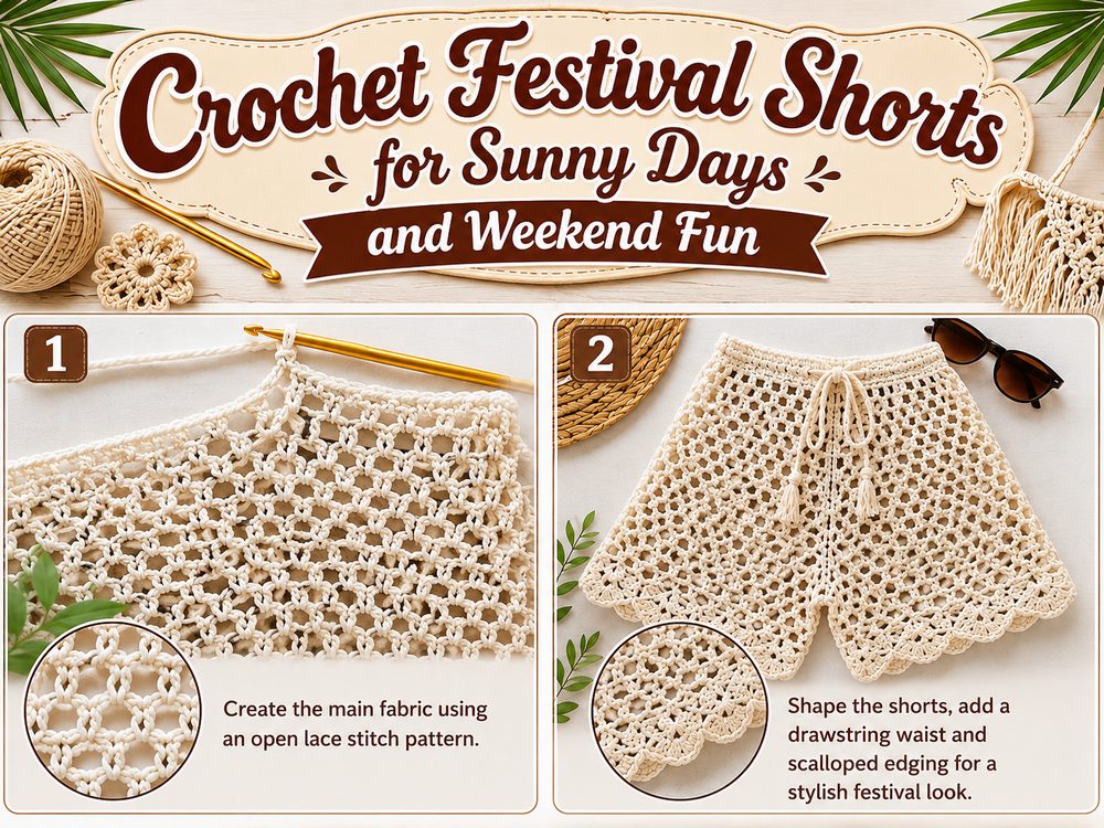 Crochet Festival Shorts for Sunny Days and Weekend Fun S